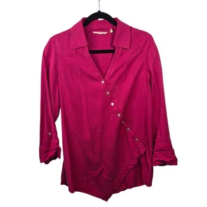 Soft Surroundings Top Damen S rosa Tencel Tunika Button Down Shirt asymmetrisch - Bild 1 von 7
