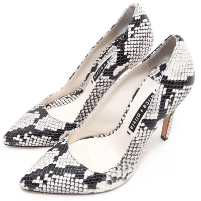 Alice + Olivia Black & White Snake Skin Stiletto Heels Size 8 - Image 1 of 4