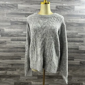 Old Navy Damen Pullover mit Zopfmuster XL grau Wollmischung Rundhalspullover - Bild 1 von 11