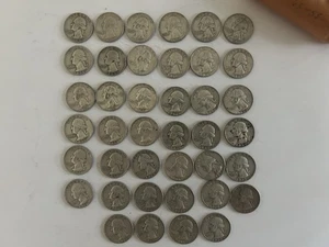 WASHINGTON QUARTERS ALL PRE-64 FULL ROLL OF 40 SILVER 90% CIRCULATED - Picture 1 of 1