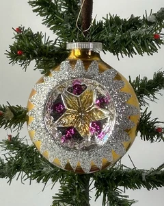 1638/25 1x alter Christbaumschmuck Weihnachtsschmuck Reflexkugel - Picture 1 of 5