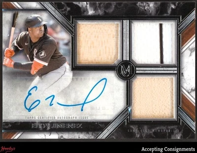 2022 Topps Museum Triple Relic Eloy Jimenez BAT JERSEY AUTO 007/100 WHITE SOX - Image 1 of 2
