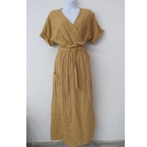 Urban Outfitters abito midi misto lino taglia media giallo Lagenlook - Foto 1 di 7