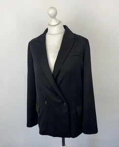 Giacca blazer All Saints Jelsa nero raso taglia 10 UK donna donna formale - Foto 1 di 20