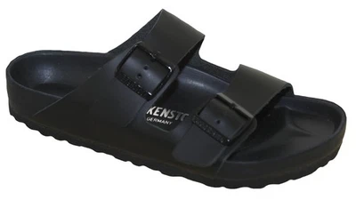 Sandalia ajustable Birkenstock Arizona de cuero negro para hombre Foto 1 de 3