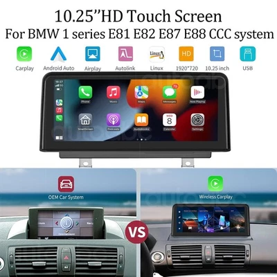 Carplay/Android Auto 10.25'' Touch Screen for 04-08 BMW 1 Series E81 E82 E87 E88 - Image 1 of 4