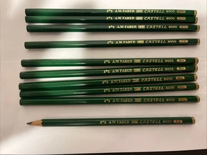 Vintage Lot 10 A.W. Faber Castell 9000 2B 2H 6B 6H grün Bleistifte West Germany - Bild 1 von 3