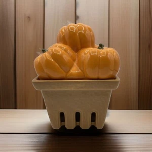 HomeWorx by Harry Slatkin Ceramic Pumpkin Basket Candle Holder No Candle - Picture 1 of 8