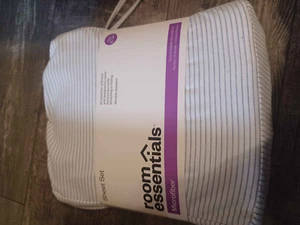 Room Essentials Microfiber Striped Sheet Set Twin/Twin XL White - Picture 1 of 1