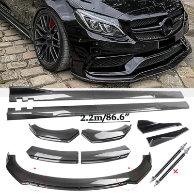 Carbon Fiber Front Bumper Chin Spoiler Splitter For Mercedes-Benz C180 C200 C230 Foto 1 de 4