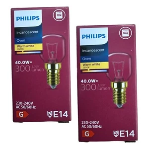 PHILIPS 40W Oven Lamp SES E14 Small Screw 300° Cooker Light Bulb A8297 x 3 - Picture 1 of 24