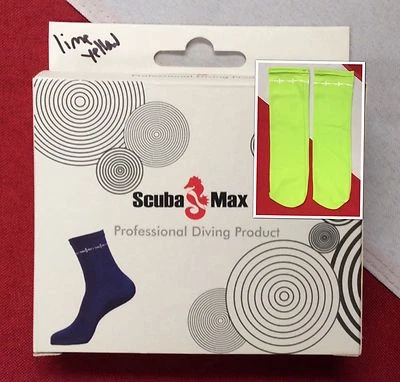 SCUBA MAX Snorkel lycra socks one size fits most scuba diving equipment lime/yellow bootie