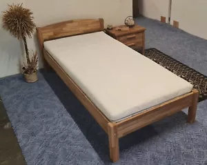 Holzbett 100x200 cm Eiche massivholz geölt Einzelbett Komfortbett Seniorenbett - Bild 1 von 11