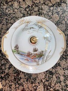 Cuenco para servir verduras ovalado Kutani China vintage con tapa difícil de encontrar - Imagen 1 de 20