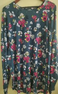 Lularoe Erin Teal Floral Shirt NWT 3XL