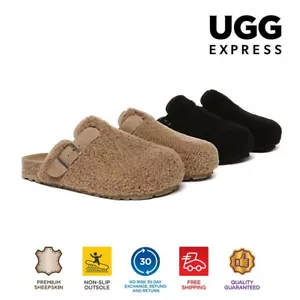 EVERAU® UGG Women Shearling Buckle Sandal Slides Flat Nonslip Sandals Greta - Picture 1 of 16
