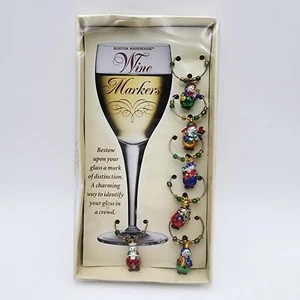 Boston Warehouse Set (6) Weihnachten Wein Marker Schneemann Neu - Bild 1 von 2