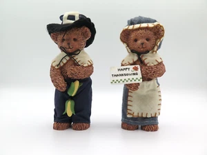 Wooden Thanksgiving Bears With Cloth Clothes and Hats Figurines Decorations - Picture 1 of 9