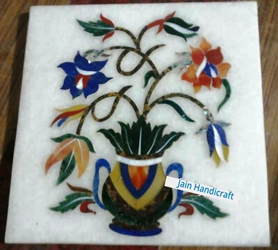 18'' Marble Table Top white Coffee Dining Inlay Lapis Mosaic Home Decor Square q - image 1 of 4