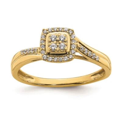 10k Yellow Gold Square Halo Cluster 1/6 Ct. Diamond Engagement Ring - Image 1 of 4