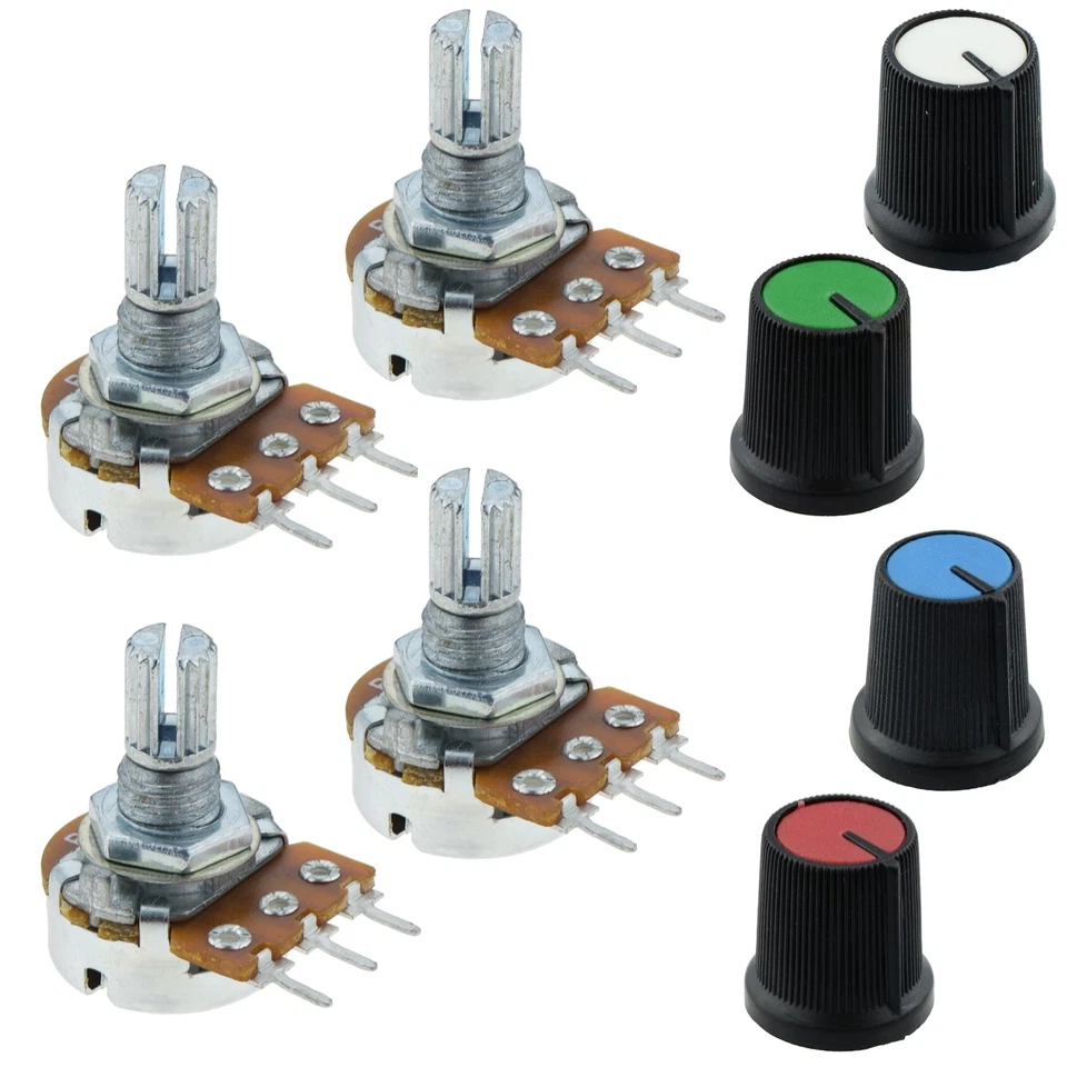 4 x 10K Linear Lin Potentiometer Pot with Coloured Knob - Image 1 of 1