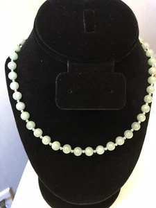 Vintage handgeknüpfte Jadeit Perlen Halskette 19 Zoll JCS 925 markierte Jade - Bild 1 von 5