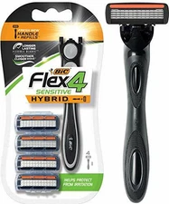 BIC Flex 4 Sensitive Hybrid Men's 4-Blade Disposable Razor, 1 Handle 1 Pack 