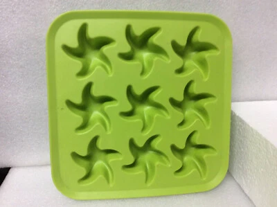 IKEA Starfish Ice Cube Tray Mold Silicone Flexible Rubber 9 Cavity Green Party  - Image 1 of 4