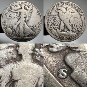 1942 S Walking Liberty Half Dollar DDO Trumpet S FS-101 Silver Variety Coin 50C - Picture 1 of 11