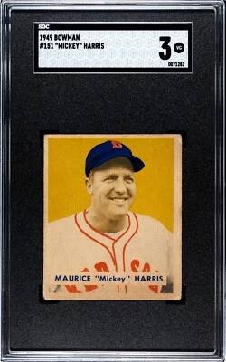 1949 Bowman #151 Maurice Mickey Harris SGC 3 Graded Baseball Card Boston Red Sox - Image 1 of 2