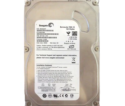 Seagate ST3160815AS 9CY132-310 4.AAB SU (6RA) China 160gb 3.5" Sata HDD 01/2008 - Image 1 of 2