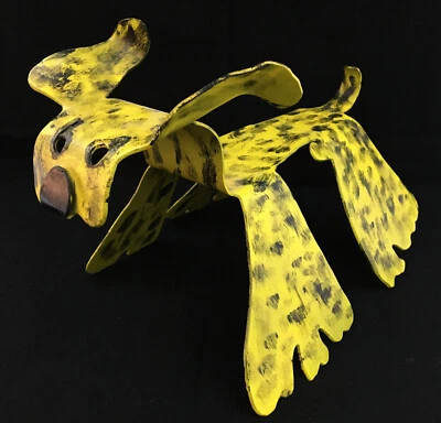 Yard Art Sculpture Dog Puppy Yellow And Black Artist Roger Loyson Unique 8" Tall - Image 1 of 4