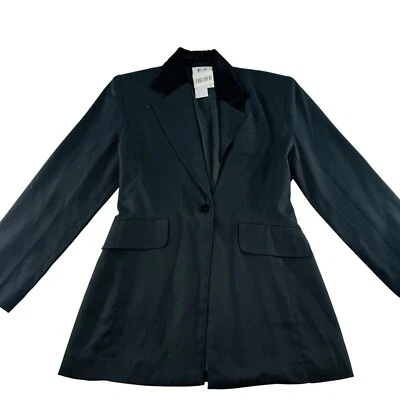 Vintage Black Blazer Womens Missy 10 Together! Brand Polyester Rayon Velvet Coll - Image 1 of 4