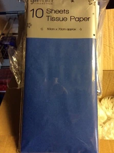 10 Sheets Of TISSUE PAPER 50 cm x 70 cm approx BRIGHT BLUE - Picture 1 of 1