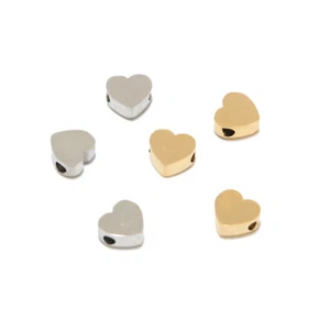 10pcs Gold Plated Stainless Steel Heart Beads Spacers DIY Jewelry Making Charms - Picture 1 of 8