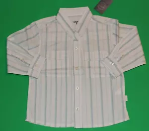 2t 24m NWT Pumpkin Patch White Blue Striped Button Down SHIRT Top Boys - Picture 1 of 2