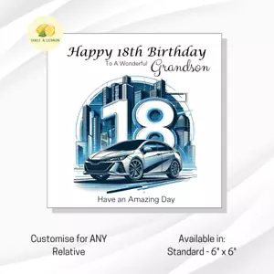 18th Birthday card, customise for ANY Relative, Son, Grandson, Nephew, Cars - Picture 1 of 9