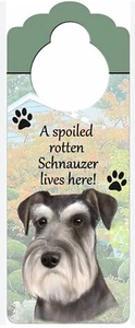 NEW Schnauzer Doorknob Hanger Made Of Light Wood 10" X 4" - Picture 1 of 1