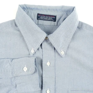 Huntington Chambray Shirt Mens 15.5 Long Sleeve Button Down Made in USA Blue - Picture 1 of 10