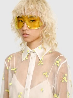 Gucci Women AUTHENTIC Sunglasses Yellow Bright Yellow Shield GG1631S 009 NEW - Image 1 of 4