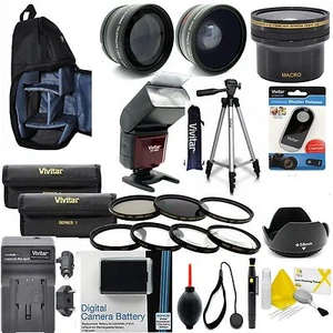 CANON REBEL T7  ACCESSORIES BUNDLE KIT INCLUDES BAG FLASH LENSES TRIPOD FILTERS - Picture 1 of 12