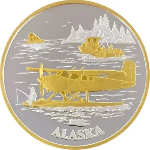 Alaska Mint Cessna 185 Aviación Oro Plata Medallón a prueba 1 oz - Imagen 1 de 2