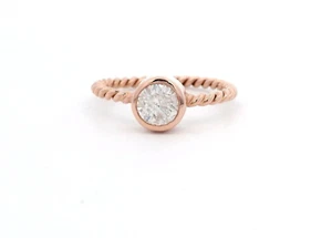 Nuevo por Encargo 14k Oro Rosa 0.58ct Diamante Redondo Bisel Set Solitario Soga - Imagen 1 de 11