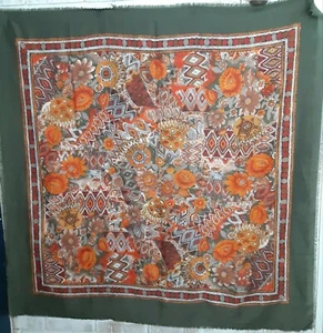 Vintage Italian Scarf Floral Harvest Exquisite 46x47 Elegant Timeless - Picture 1 of 7