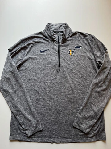 Nike Utah Jazz Sweatshirt Mens 2XL Gray Dri-Fit 1/4 Zip Pullover Authentic NBA Cover