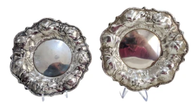 ANTIGUO REPOUSSEE - Platos de plata esterlina art nouveau - cuencos whiting Foto 1 de 4