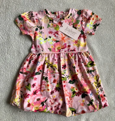 Ted Baker Baby Girl Pink  Yellow Floral Dress Party Holiday Summer 12-18 Months - Image 1 of 4