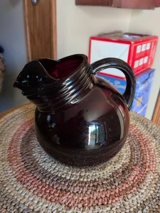 Small Vintage Ruby Red Pitcher 6 Inches Tall - Picture 1 of 2