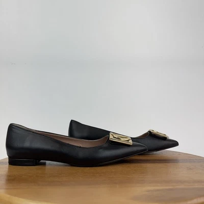 Mujer Valentino Flora Logo Hebilla Cuero Negro Punta Plana Talla 10 M Usado en Excelente Condición Foto 1 de 4