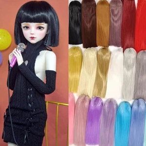 Dolls Short Hair with Bangs Wig for 1/3 1/4 1/6 1/8 BJD Doll Toy DIY Solid Wigs - Picture 1 of 35